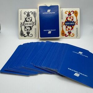 Vtg United Airlines Playing Cards Deck Plastic Coated Joker Cards